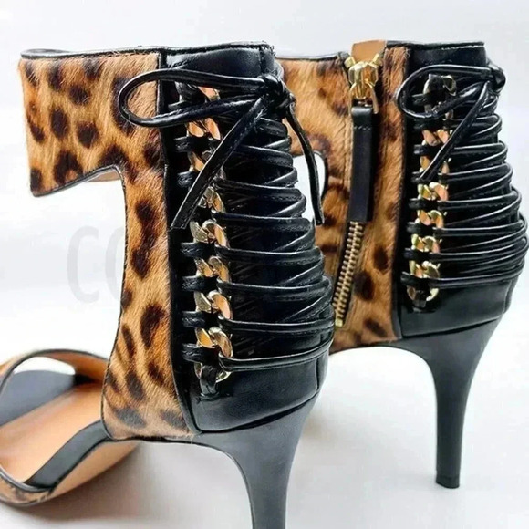 Nine West Cheetah Animal Print Leather High Heel Size 8 - Picture 2 of 6